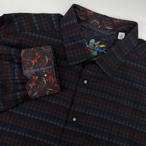 Robert Graham Mens 2XL Button Down Shirt Geometric Stripe Print Long Sleeve